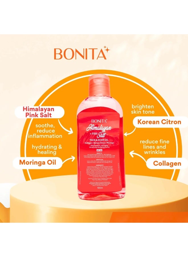 Bonita Himalayan Pink Salt Oil SPF 30 Moisturizing Formula for Sensitive Skin, Helps Soothe Itchy Dry Skin, Reduce Acne Marks, Improve Tone and Protect from Sun Damage - Image 2